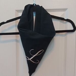 Vintage Elegant Black Mila Paoli Scarf with Monogramed "L"